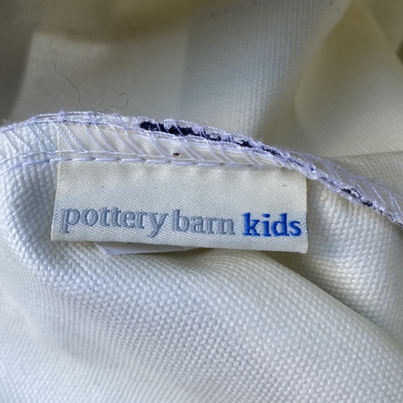 Pottery Barn Kids Ivory and Navy Striped Canvas Tote Bag with "M" - Picture 7 of 13